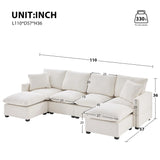 Modern U-Shape Modular Sofa, 6 Seat Chenille Sectional Couch Set With 2 Pillows Included, Freely Combinable Indoor Funiture For Living Room, Apartment, Office - Furniture Home Direct
