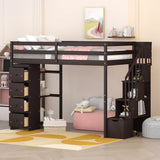 Loft Bed With Storage Drawers And Stairs With Shelves - Furniture Home Direct