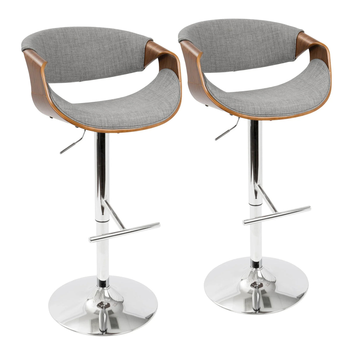 Curvo - Mid Century Modern Adjustable Barstool With Swivel With Straight T Footrest - Furniture Home Direct