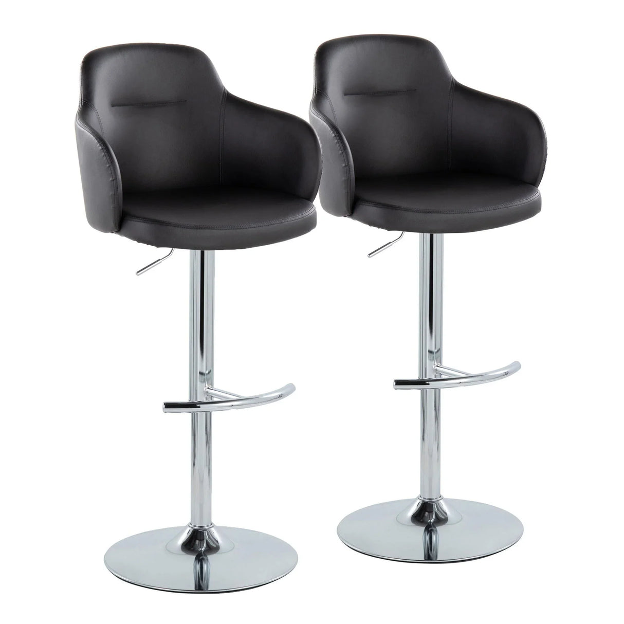 Boyne - Contemporary Adjustable Barstool With Swivel & Rounded T Footrest (Set of 2) - Furniture Home Direct