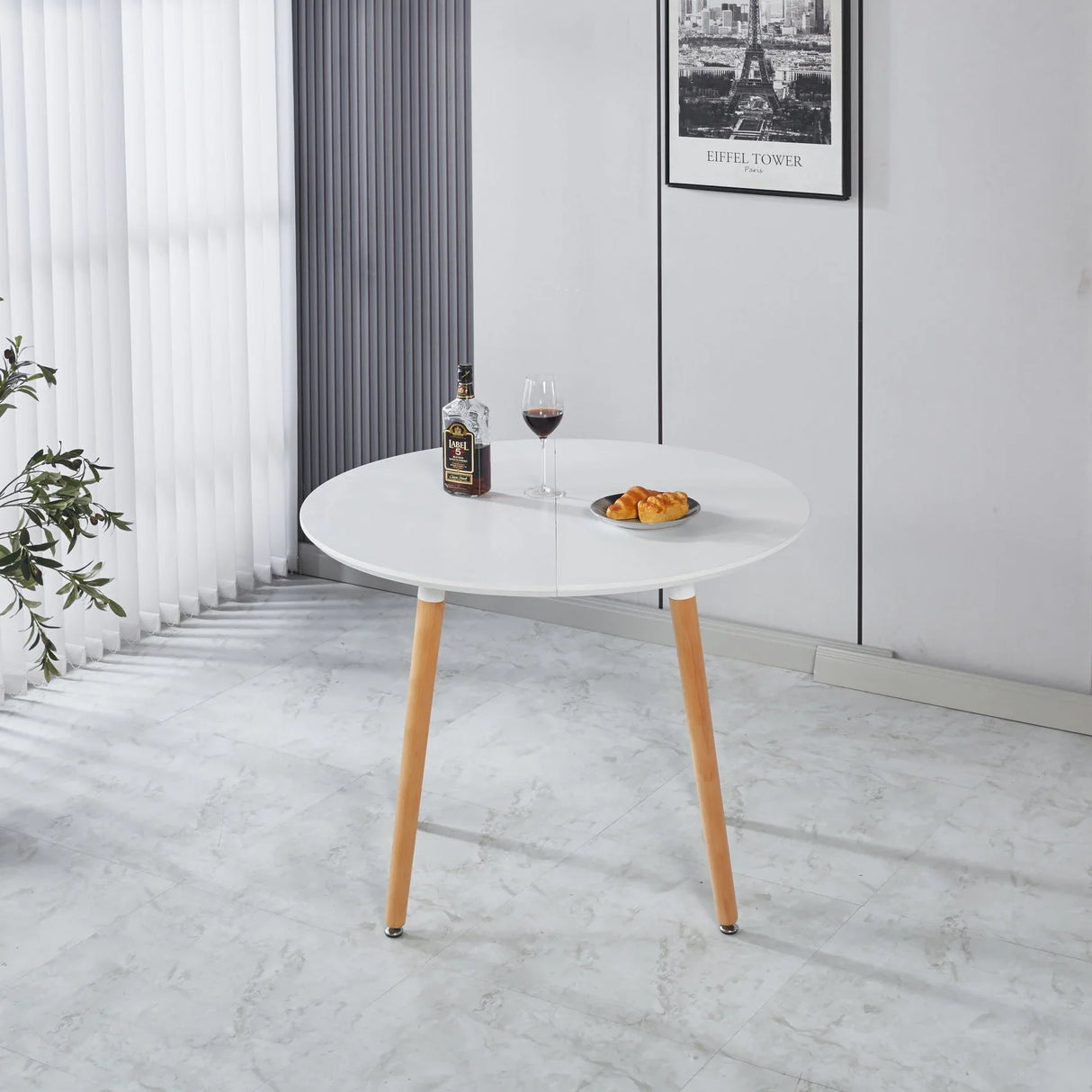 Extensible Table, Dining Table, Office Table, Coffee Table, Wood Leg - Matte White - Furniture Home Direct