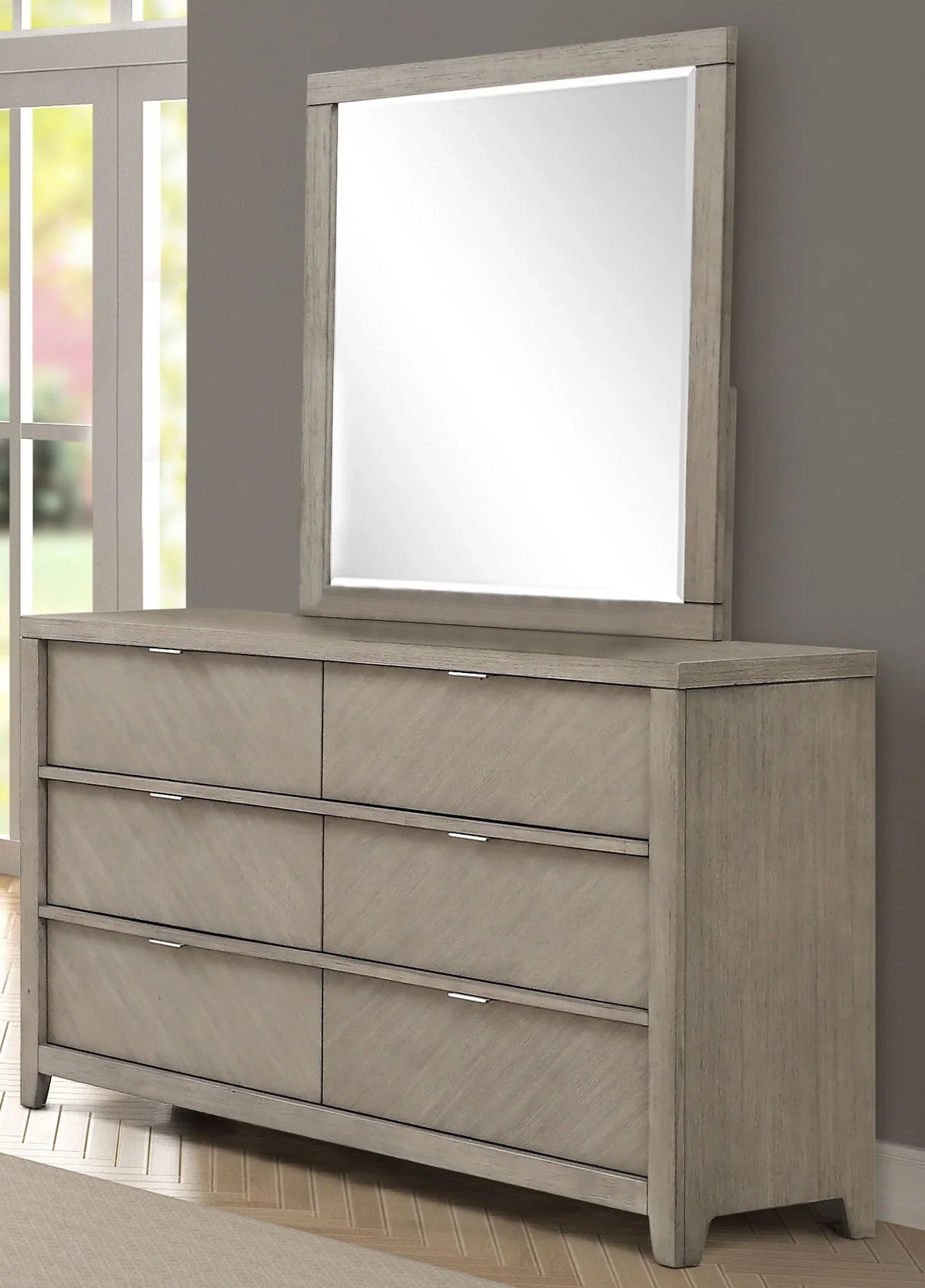 6 Drawer Dresser - Light Gray - Furniture Home Direct