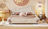 Kids Bed Bear Headboard with BuiltIn Storage Beige - Furniture Home Direct