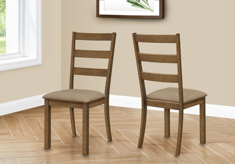 Dining Chair, Side, Upholstered For Dining Room, Transitional (Set of 2) - Beige - Furniture Home Direct