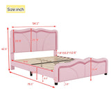 Upholstered Platform Bed & Curve Shaped And Height Adjustable Headboard, LED Light Strips - Furniture Home Direct