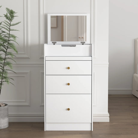 Vanity Desk With Mirror Small Compact Modern Style White - Furniture Home Direct