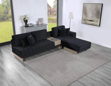 Memphis - Velvet Reversible Sectional Sofa Ottoman With Storage Compartment, Drawer, USB ports, Charging Outlets - Furniture Home Direct
