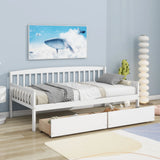 Pine Wood Daybed With Two Storage Drawers, Sofa Bed With Bed Platform Of 10 Support Slats - Furniture Home Direct