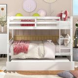 Bunk Bed With Trundle, Convertible To 2 Size Platform Bed, Bunk Bed With Ladder And Safety Rails For Kids - Furniture Home Direct