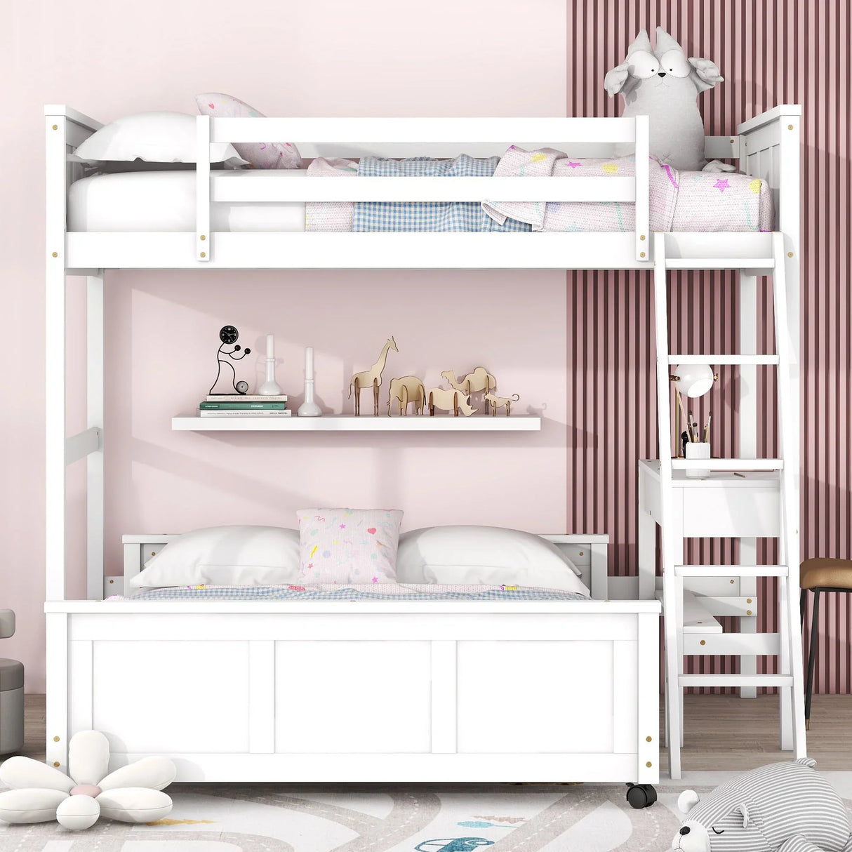 Full Over Full Bunk Bed With Desk - Furniture Home Direct