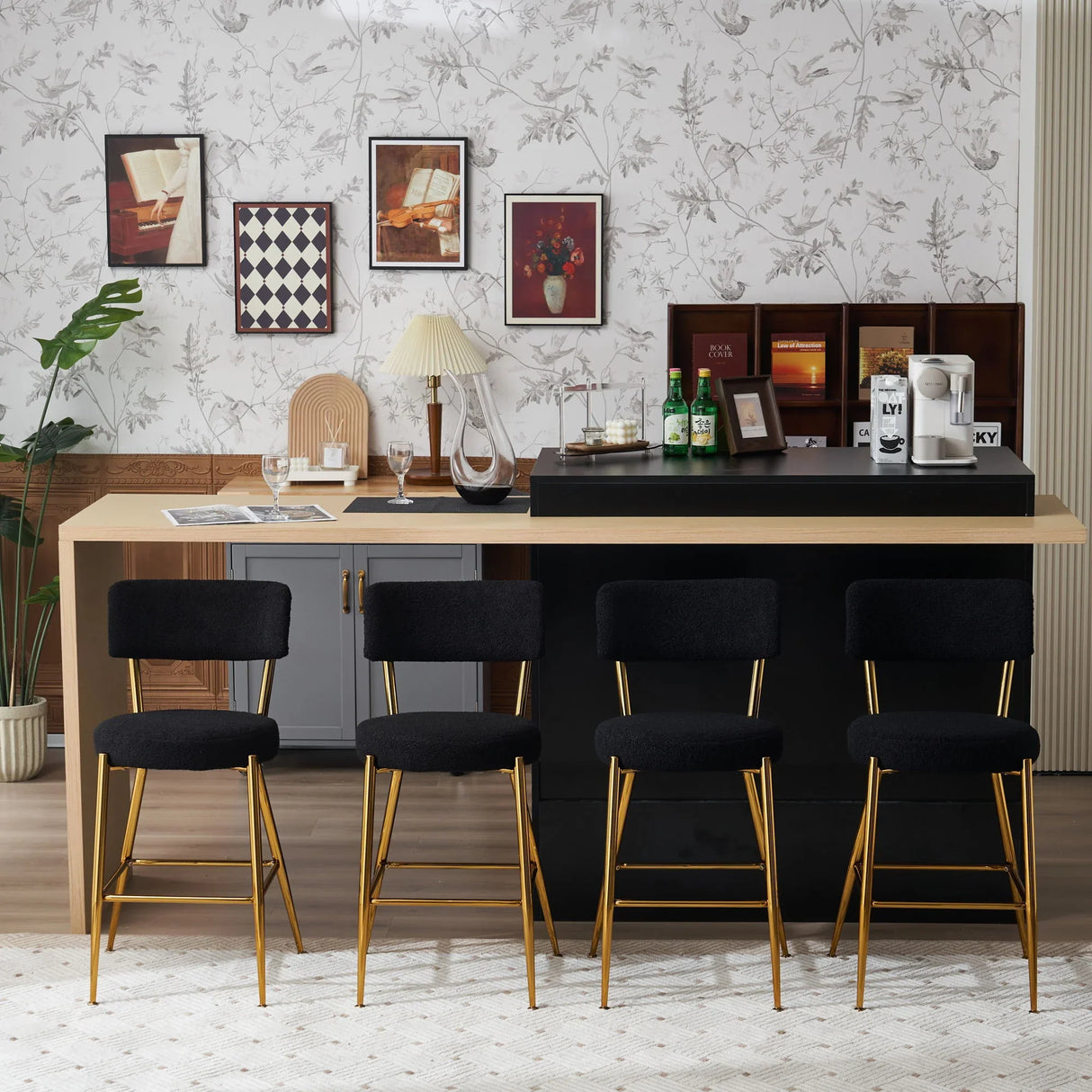 Modern Teddy Fabric Upholstered Bar Stools - Furniture Home Direct