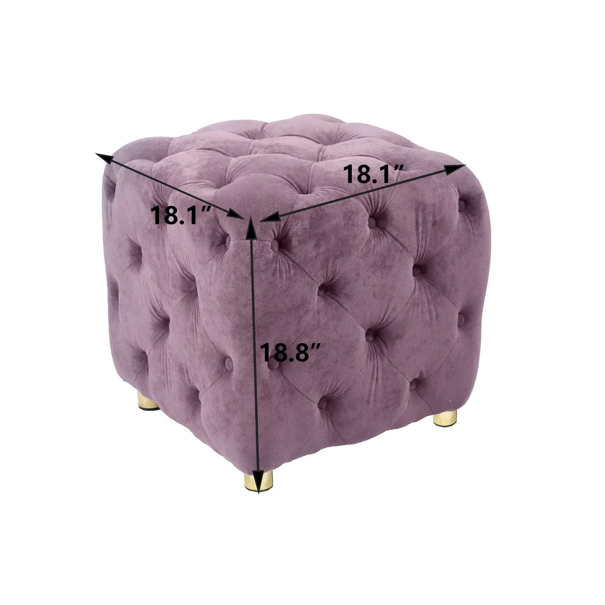 Modern Velvet Upholstered Ottoman, Exquisite Small End Table, Soft Foot Stool, Dressing Makeup Chair, Comfortable Seat For Living Room, Bedroom, Entrance - Furniture Home Direct