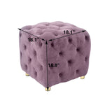 Modern Velvet Upholstered Ottoman, Exquisite Small End Table, Soft Foot Stool, Dressing Makeup Chair, Comfortable Seat For Living Room, Bedroom, Entrance - Furniture Home Direct