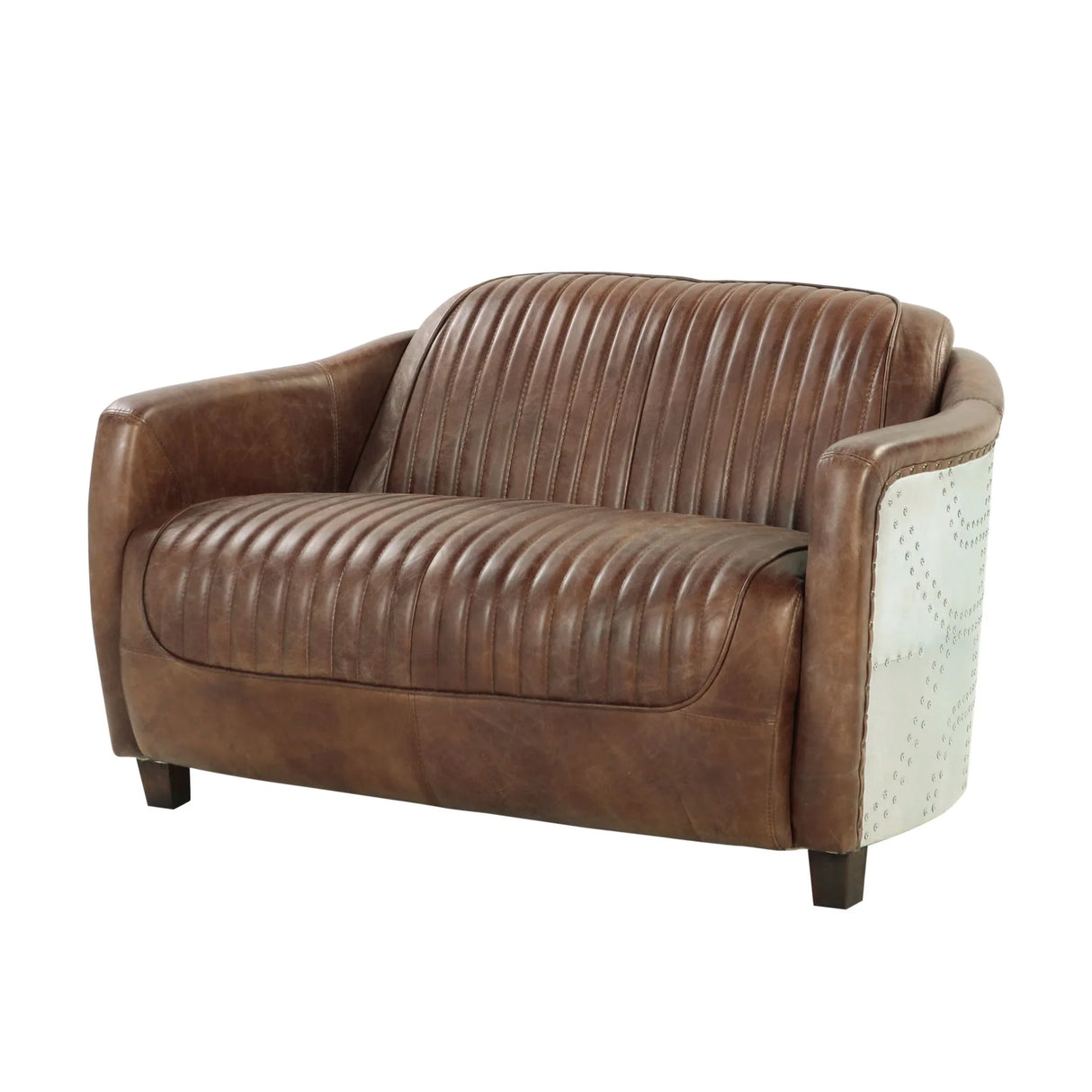 Brancaster - Grain Leather Loveseat - Brown - Furniture Home Direct