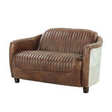 Brancaster - Grain Leather Loveseat - Brown - Furniture Home Direct