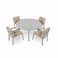 Outdoor Wooden Dinning Set With An Umbrella Hole And Removable Cushions For Patio - Furniture Home Direct