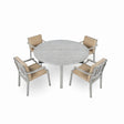 Outdoor Wooden Dinning Set With An Umbrella Hole And Removable Cushions For Patio - Furniture Home Direct
