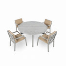 Outdoor Wooden Dinning Set With An Umbrella Hole And Removable Cushions For Patio - Furniture Home Direct