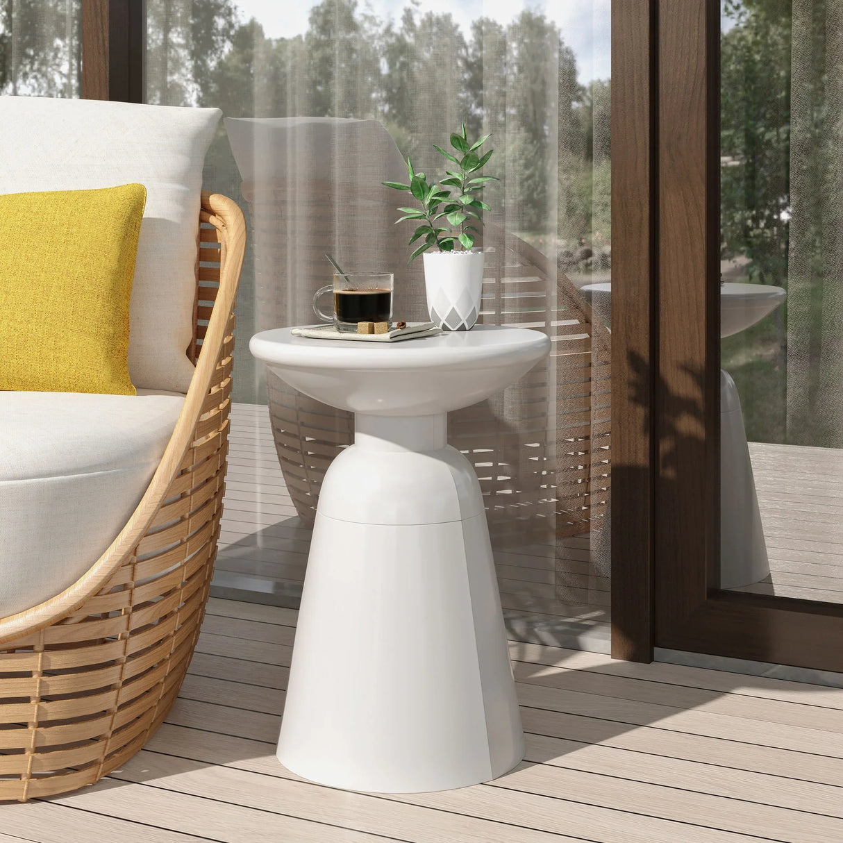 Outdoor Modern Metal End Large Table