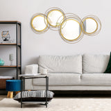 Round Mirror Wall Art Set With Gold Metal Rings Gold - Furniture Home Direct