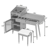 Modern Makeup Vanity Desk With Drawers Cabinet & Charging Port Engineered Wood Space Saving Design For Small Places - Black - Furniture Home Direct