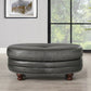 Belfast - Top Grain Leather Oval Ottoman - Furniture Home Direct