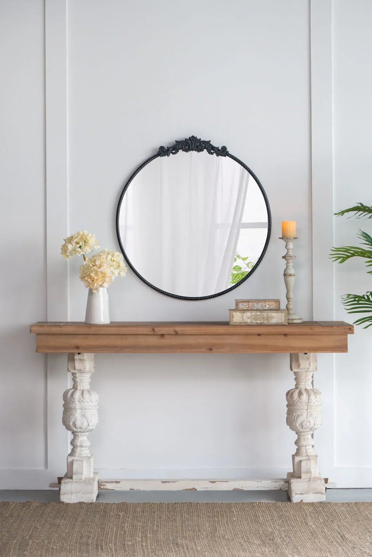 Classic Design Mirror With Baroque Inspired Frame For Bathroom, Entryway Console Lean Against Wall - Furniture Home Direct