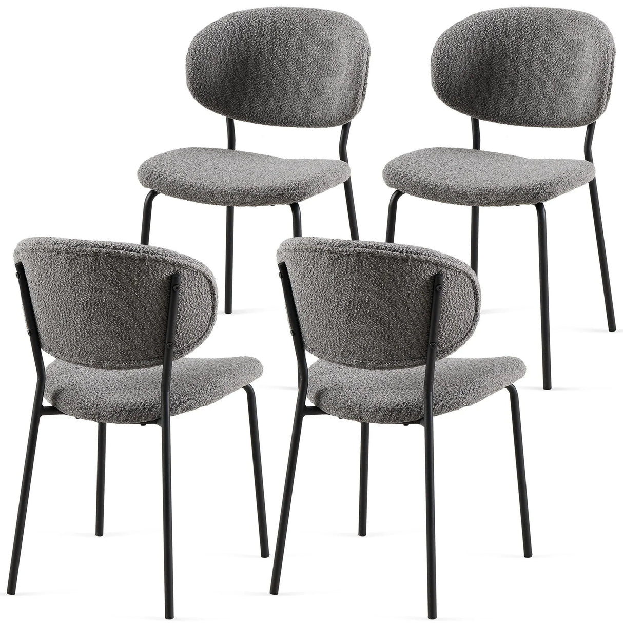 Boucle Dining Chairs, Dining Chairs With Metal Legs For Dining Room, Kitchen, Living Room - Furniture Home Direct
