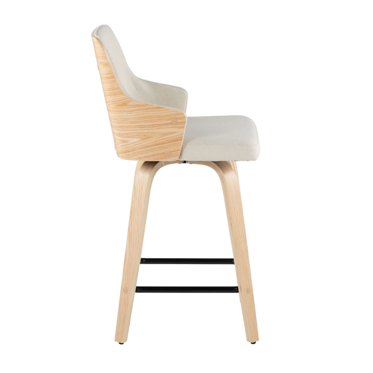 Stella - Contemporary Fixed Height Counter Stool With Swivel Square Footrest (Set of 2) - Furniture Home Direct