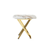 Contemporary Marble Pattern Top Table With Stainless Steel Base - Furniture Home Direct