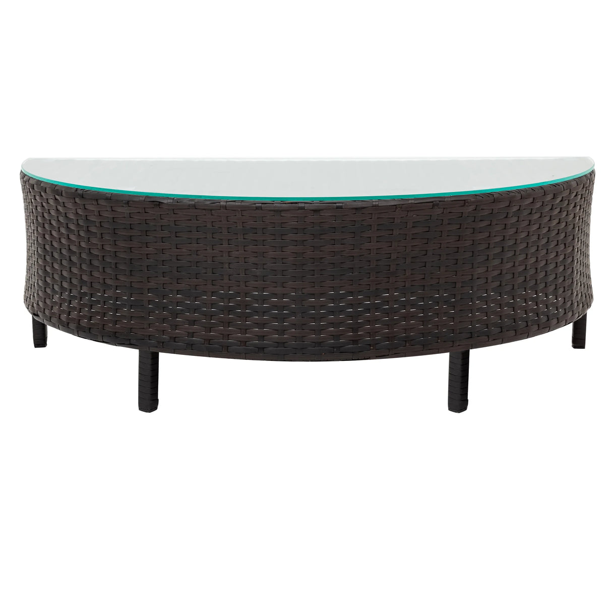 4 Piece Curved Wicker Patio Sectional with Coffee table - Gray - Furniture Home Direct