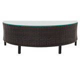 4 Piece Curved Wicker Patio Sectional with Coffee table - Gray - Furniture Home Direct