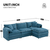 Modular Sectional With Deep And Wide Seat, Cloud Couch Set With Double Cushions Sofa With Movable Ottoman - Furniture Home Direct