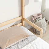 Twin House-Shaped Headboard Floor Bed With Handrails, Slats - Furniture Home Direct