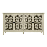 Hollowed Out Cabinet With 4 Doors, American Furniture, Suitable For Bedroom, Living Room, Study - Natural - Furniture Home Direct