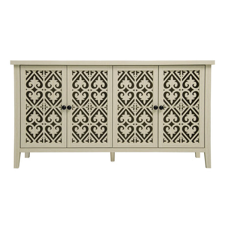 Hollowed Out Cabinet With 4 Doors, American Furniture, Suitable For Bedroom, Living Room, Study - Natural - Furniture Home Direct