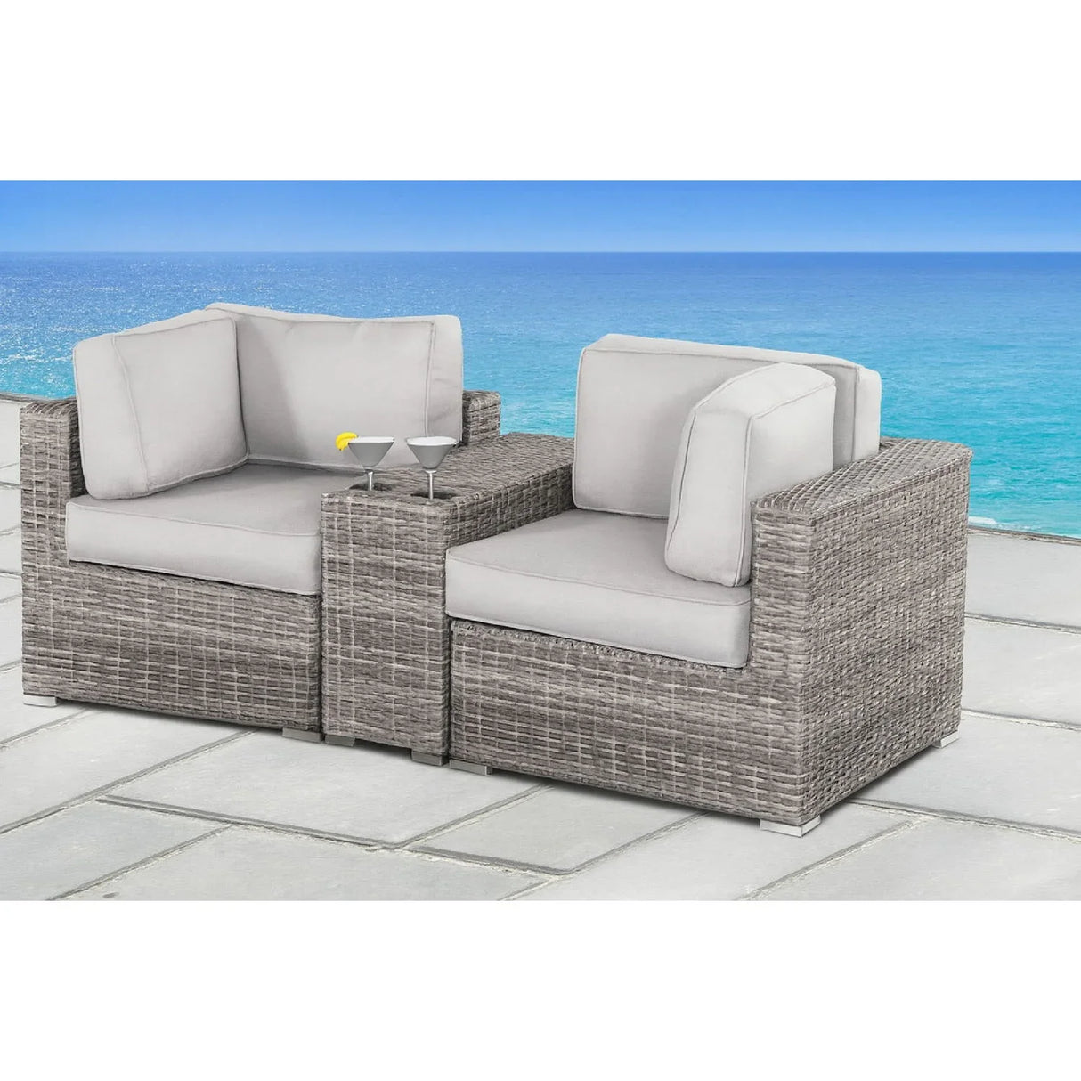 Handcrafted Outdoor Loveseat With Wicker Seating - Furniture Home Direct
