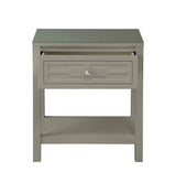 Dylan - Wooden End Side Table Nightstand With Glass Top And Drawer - Furniture Home Direct