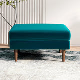 Amber - Square Upholstered Ottoman Linen - Furniture Home Direct