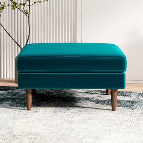 Amber - Square Upholstered Ottoman Linen - Furniture Home Direct