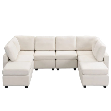 Sectional Sofa Couch Sofa Bed U-Shaped Sofa With Two Movable Ottoman And Three USB Ports For Living Room - Furniture Home Direct