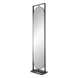 Full Length Standing Mirror, 360° Swivel Floor Mirror For Bedroom - Black - Furniture Home Direct