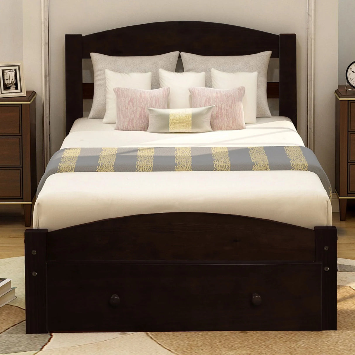 Platform Bed Frame With Storage Drawer And Wood Slat Support No Box Spring Needed - Furniture Home Direct