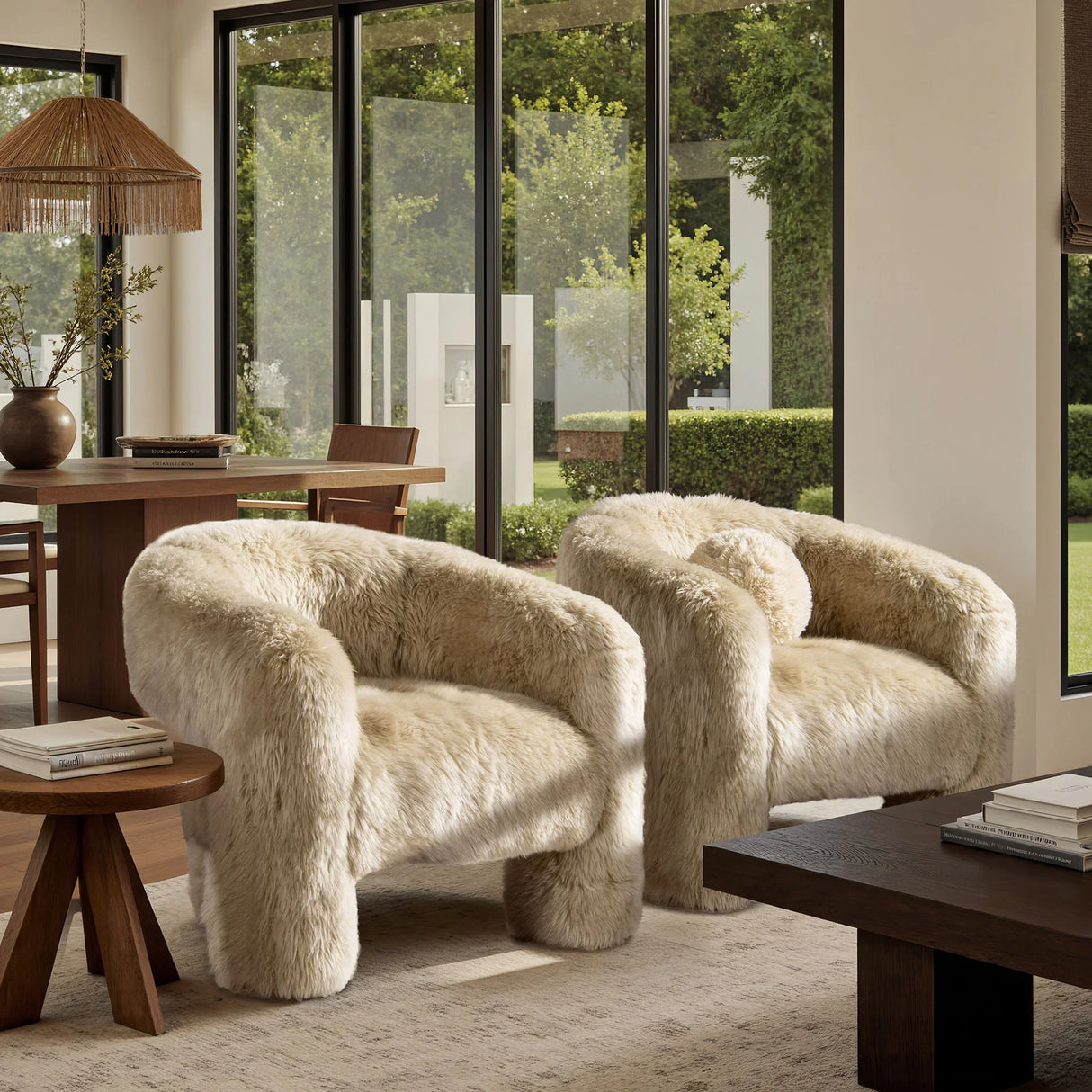 Avalon - Genuine Sheepskin Fur Split Barrel Back Accent Chair - Natural Blonde - Furniture Home Direct