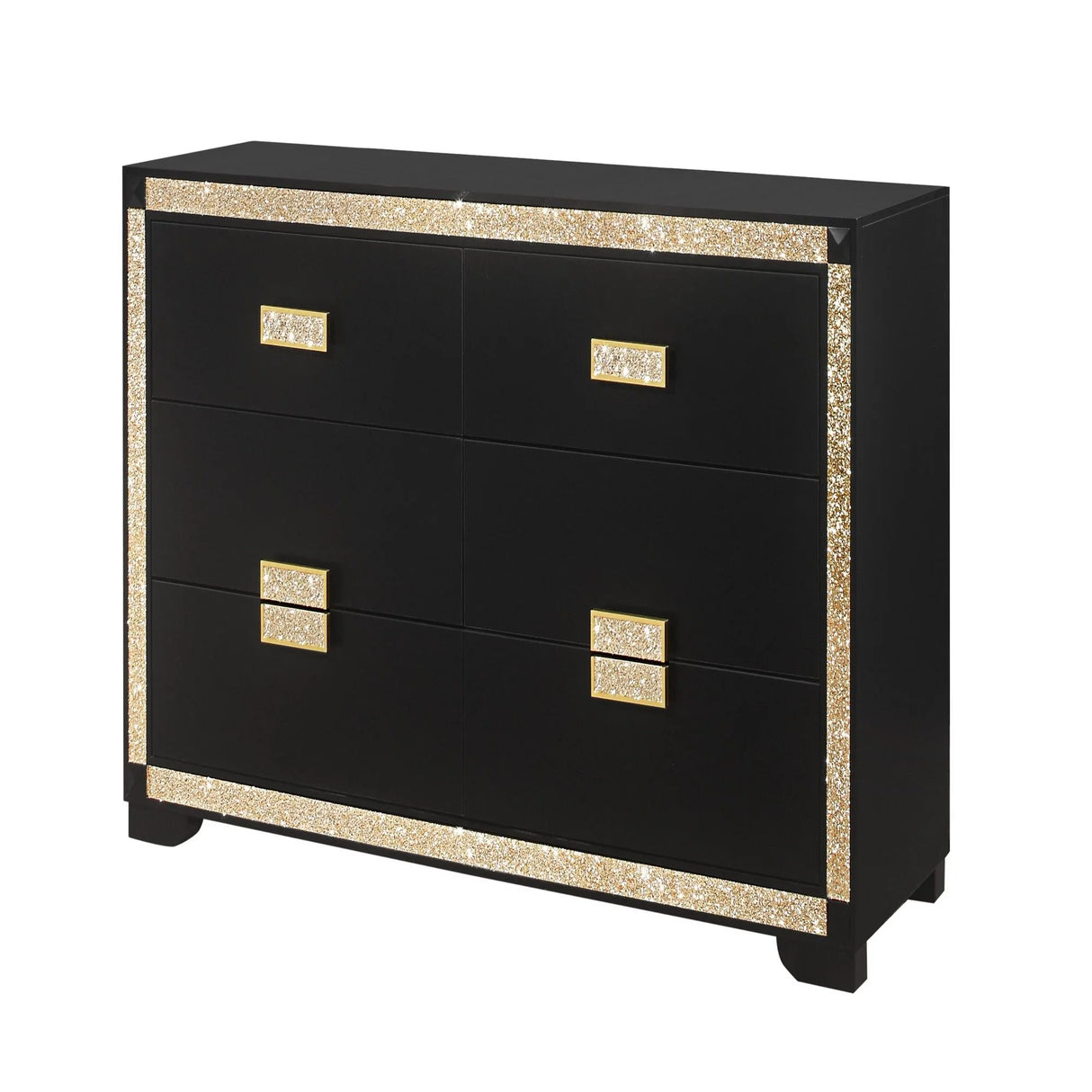 Lively - Dresser With Glitter Detail And Thick Bar Handle Hardware - Black - Furniture Home Direct