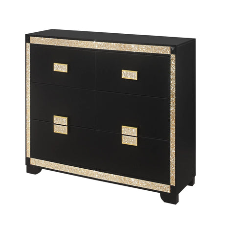 Lively - Dresser With Glitter Detail And Thick Bar Handle Hardware - Black - Furniture Home Direct