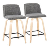Toriano - Contemporary Modern Design Fixed Height Counter Stool With Swivel With Square Footrest (Set of 2) - Furniture Home Direct