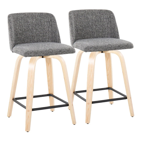 Toriano - Contemporary Modern Design Fixed Height Counter Stool With Swivel With Square Footrest (Set of 2) - Furniture Home Direct