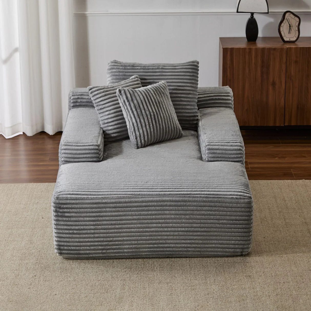 Oversized Chaise Lounge Chair Cozy Cloud Couch With 3 Throw Pillows And Wide Armrest - Furniture Home Direct