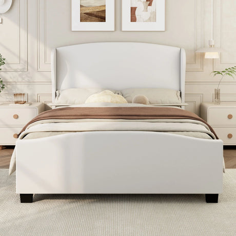 High Headboard Wingback Linen Upholstered Bed - Furniture Home Direct